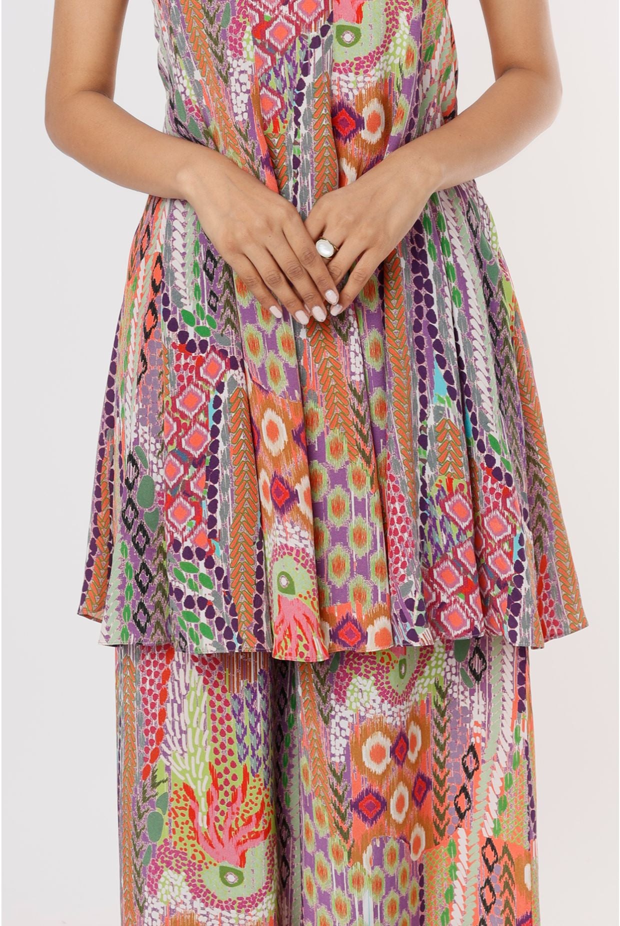 Multi Colour African Print Crepe Tube Kalidar Kurta With Palazzo