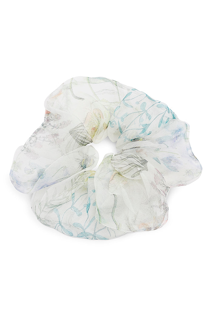 Set of 5 Assorted Organza and Silkmul Scrunchies in Signature Prints