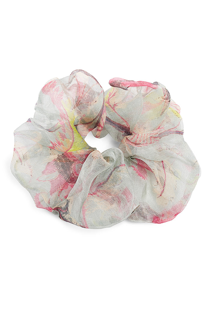 Set of 5 Assorted Organza and Silkmul Scrunchies in Signature Prints