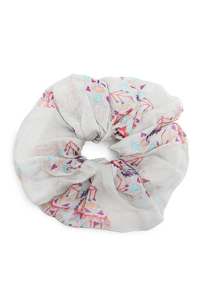 Set of 5 Assorted Organza and Silkmul Scrunchies in Signature Prints