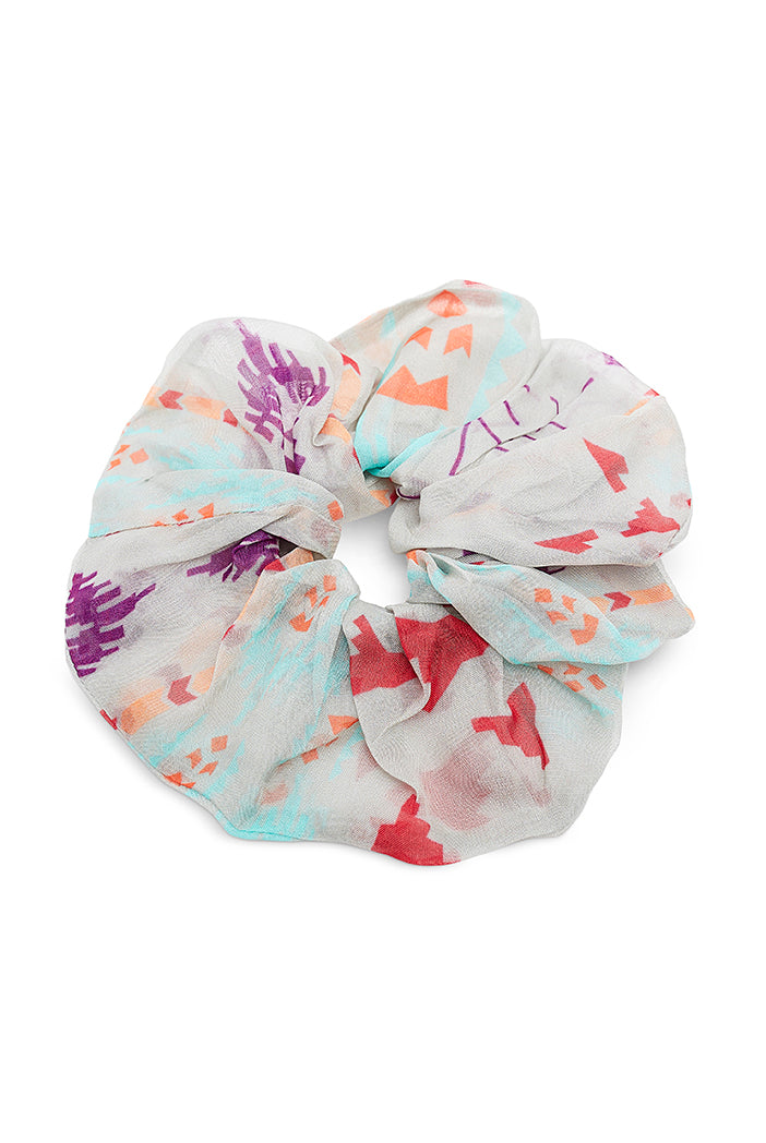 Set of 5 Assorted Organza and Silkmul Scrunchies in Signature Prints