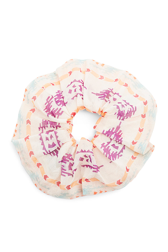 Set of 5 Assorted Organza and Silkmul Scrunchies in Signature Prints