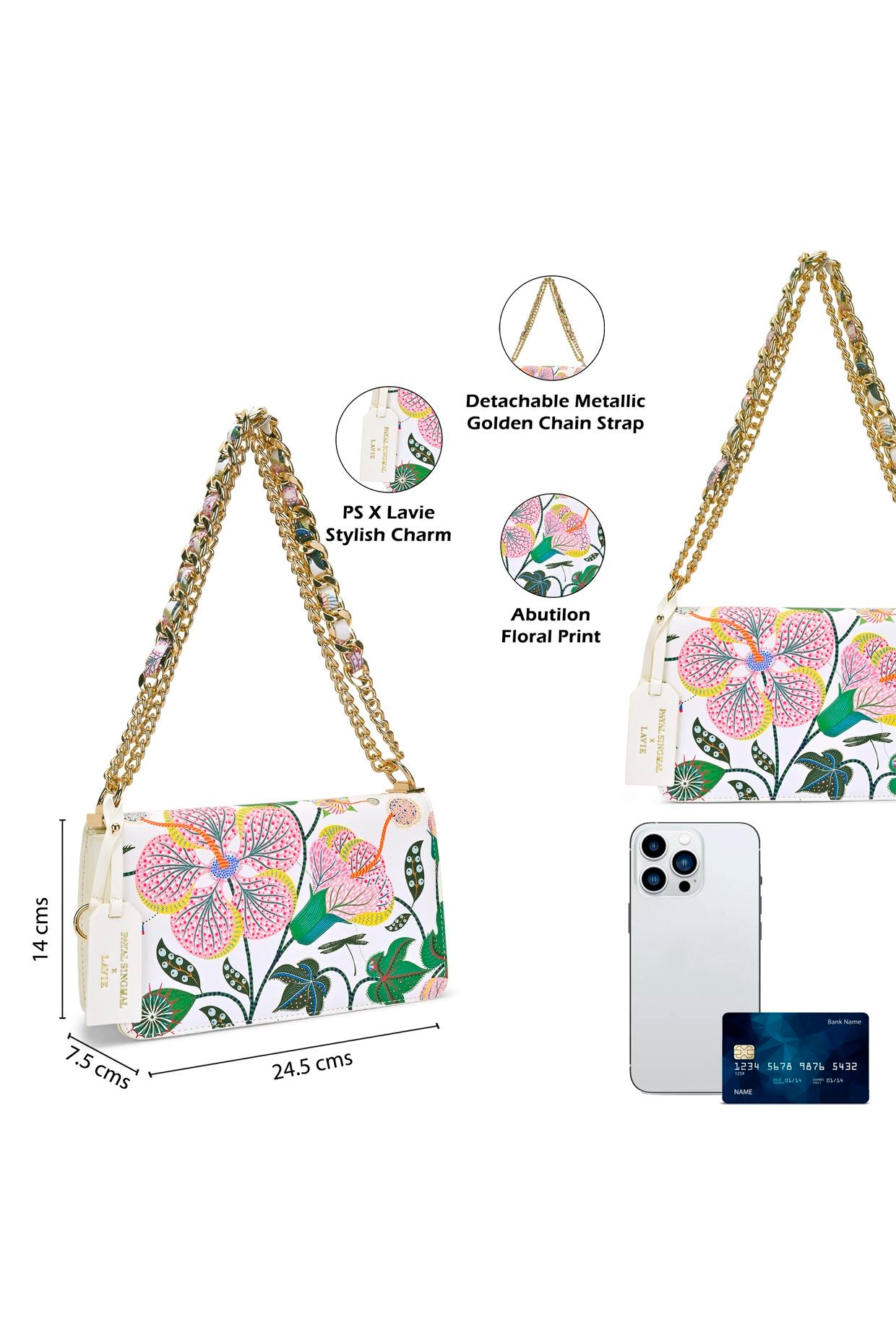 Lavie X Payal Singhal Limited Edition White Abutilon Print Women's Flap Sling bag