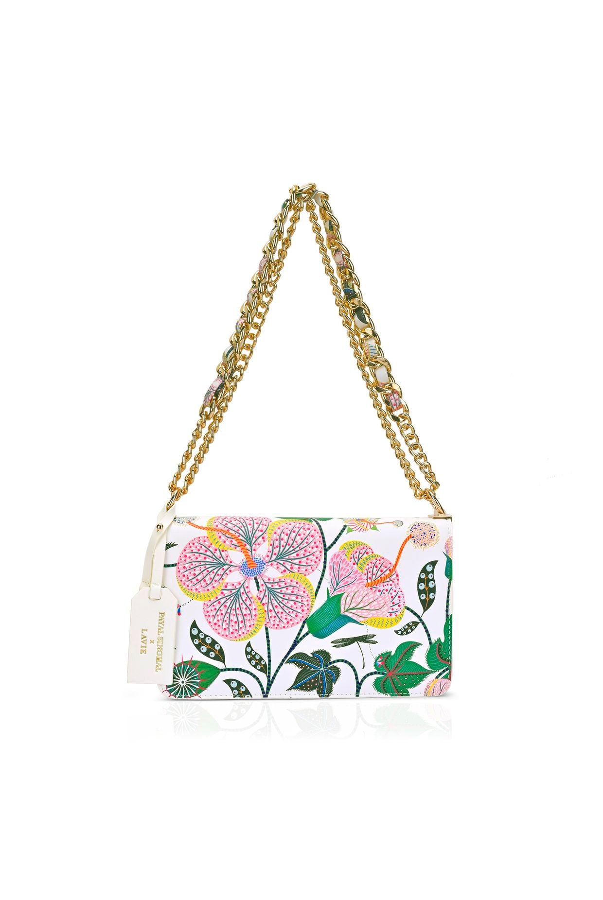 Lavie X Payal Singhal Limited Edition White Abutilon Print Women's Flap Sling bag