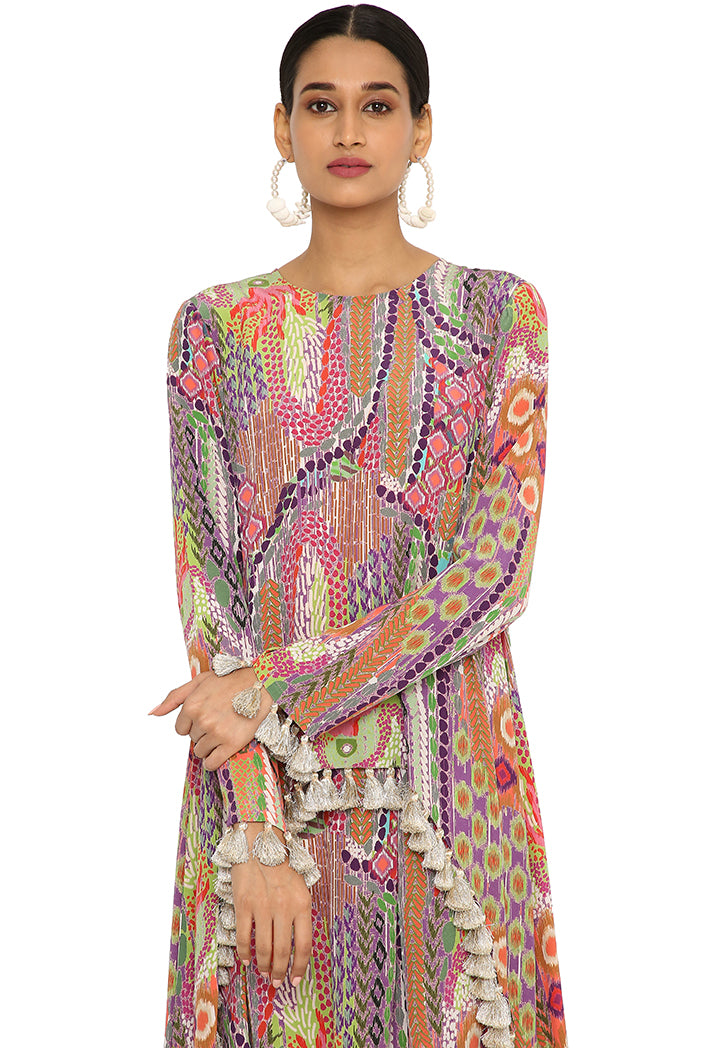 Maisha African Print Crepe High Low Top With Low Crotch Pants