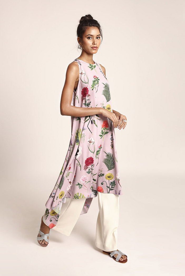 Lilac Printed Art Crepe Tunic