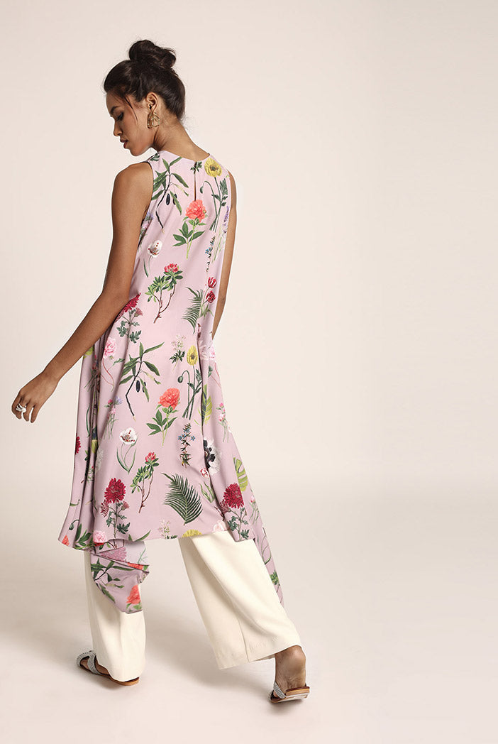 Lilac Printed Art Crepe Tunic