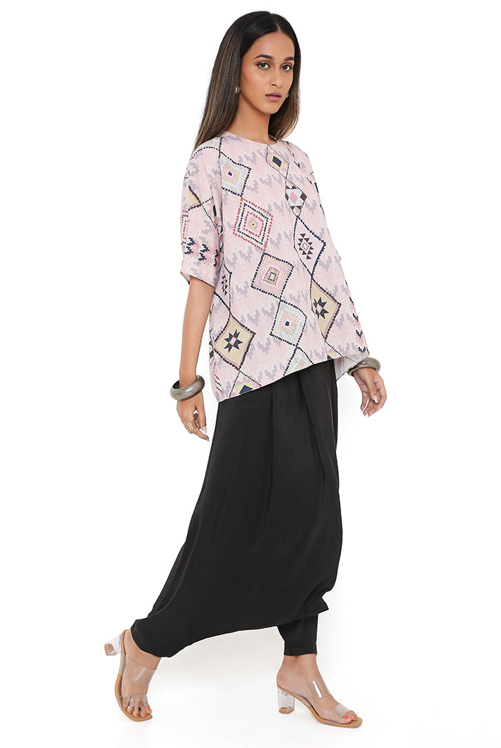 Blush Mosaic Diamond Print Art Crepe Short Maya Tunic