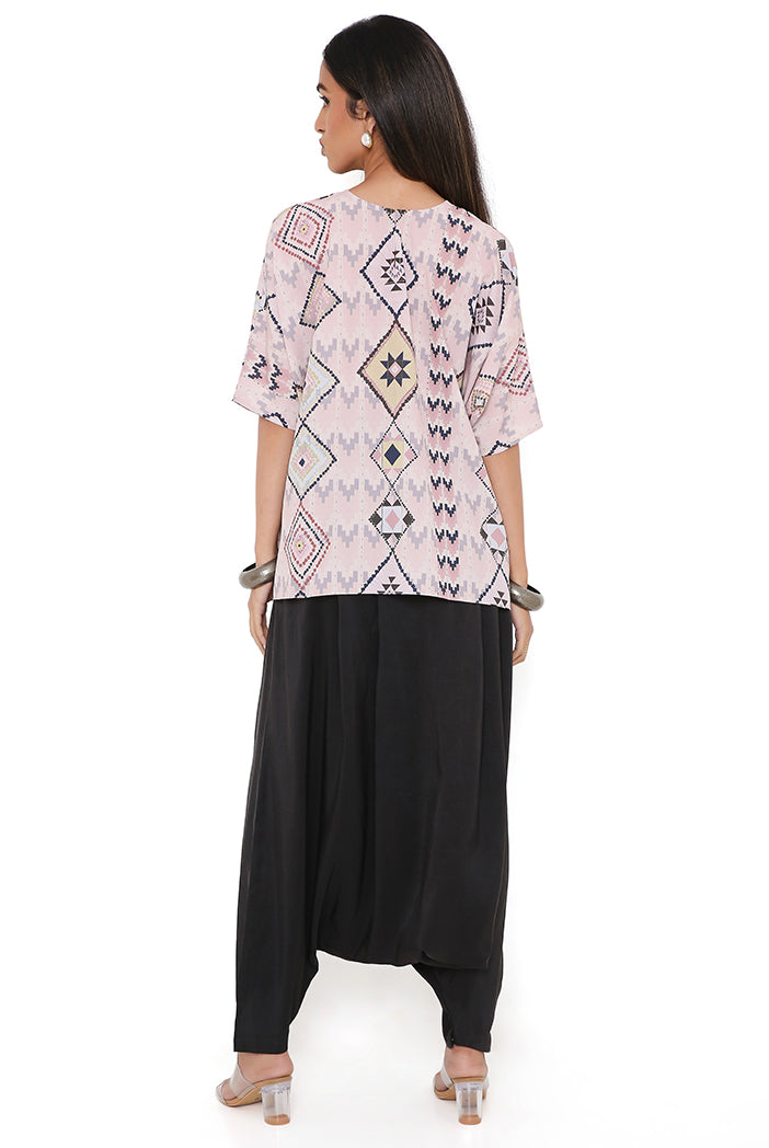 Blush Mosaic Diamond Print Art Crepe Short Maya Tunic