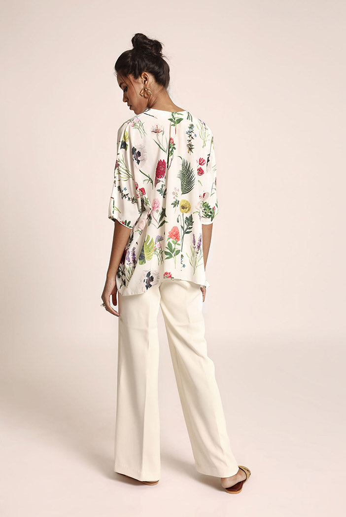 Ivory Printed Art Crepe Tunic