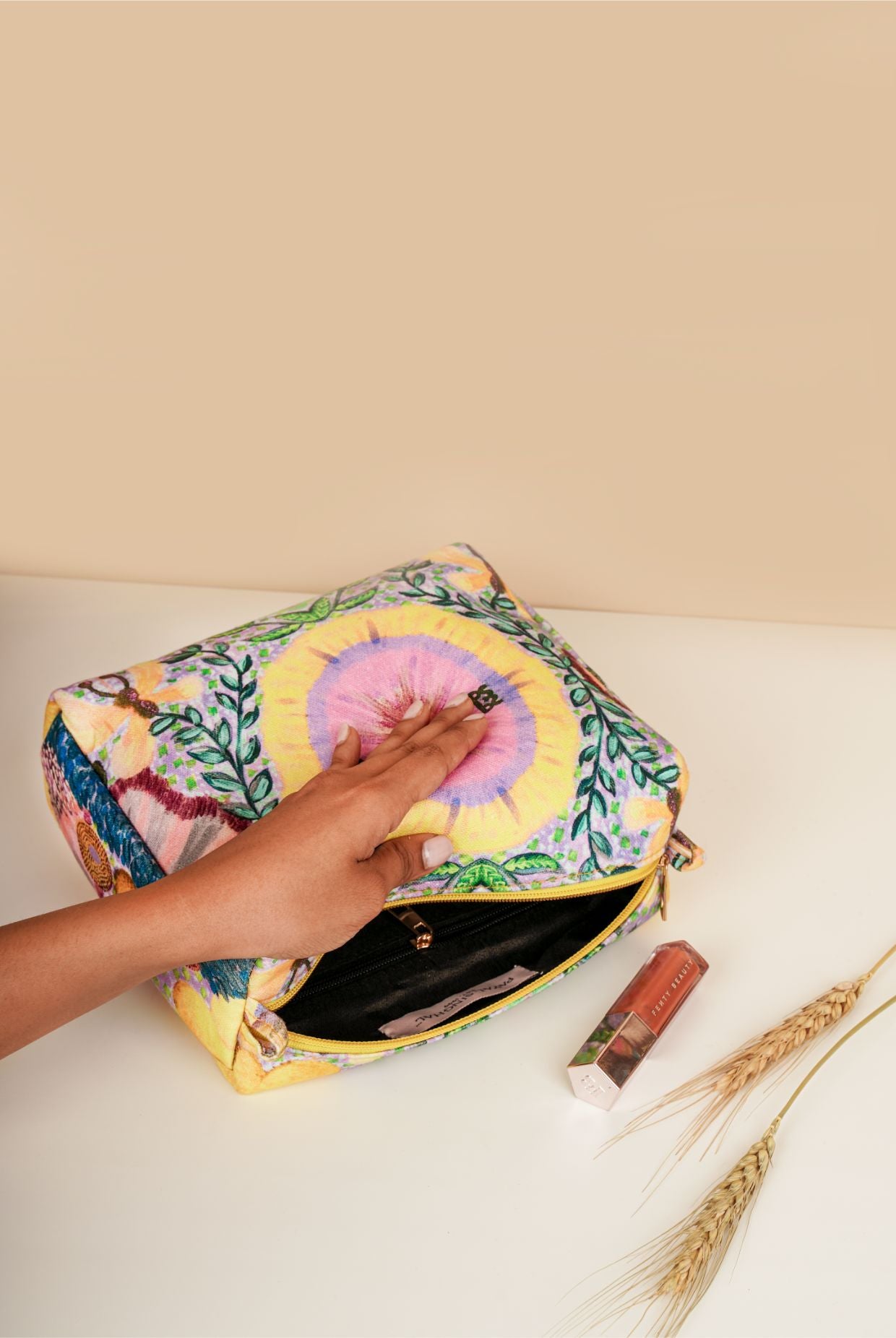 Yellow Enchanted Print Canvas Small, Medium And Large Vanity Kit Set