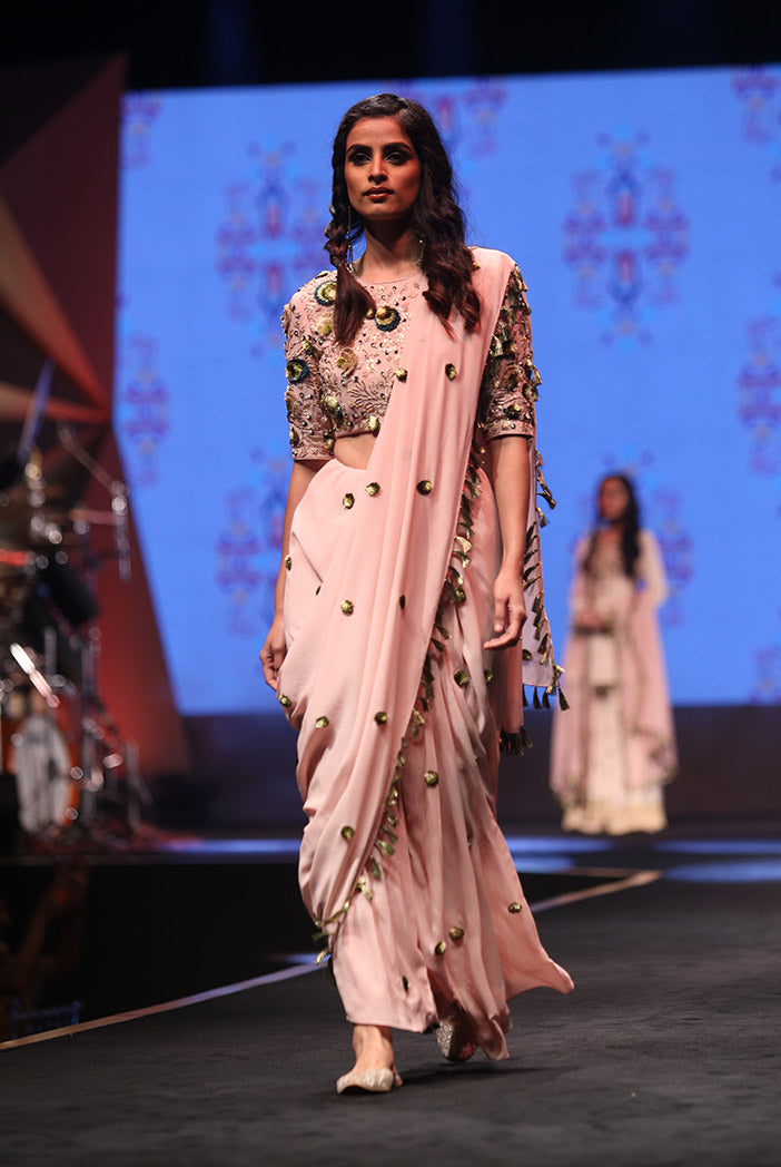 Aleyna Rose Pink Georgette Choli and Saree