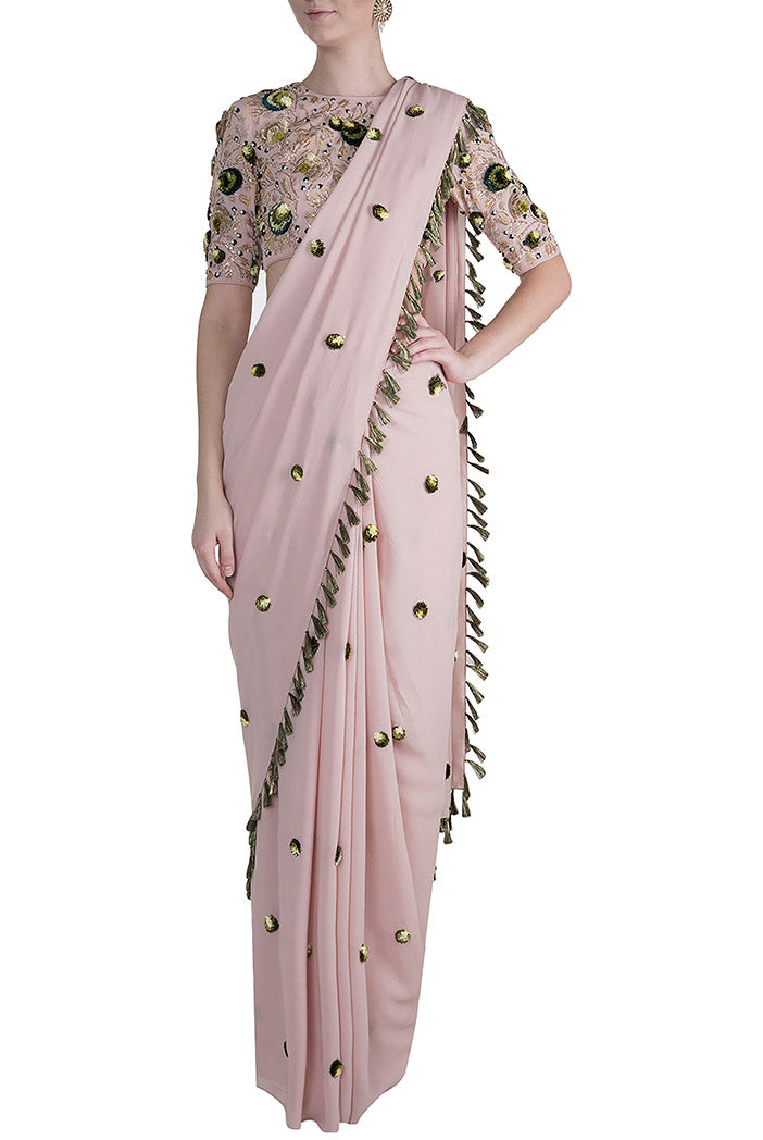Aleyna Rose Pink Georgette Choli and Saree