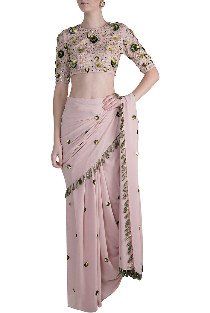 Aleyna Rose Pink Georgette Choli and Saree