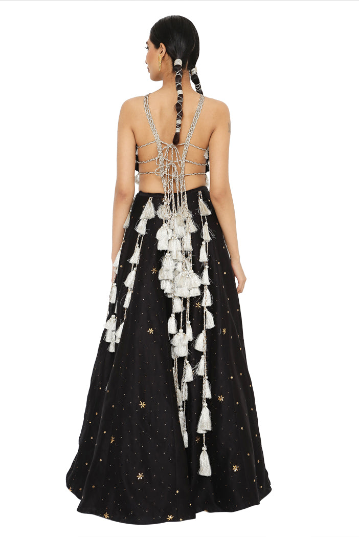Alma Black Colour Embroidered Choli With Lehenga