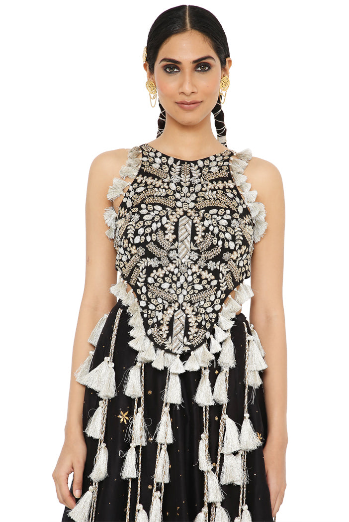 Alma Black Colour Embroidered Choli With Lehenga