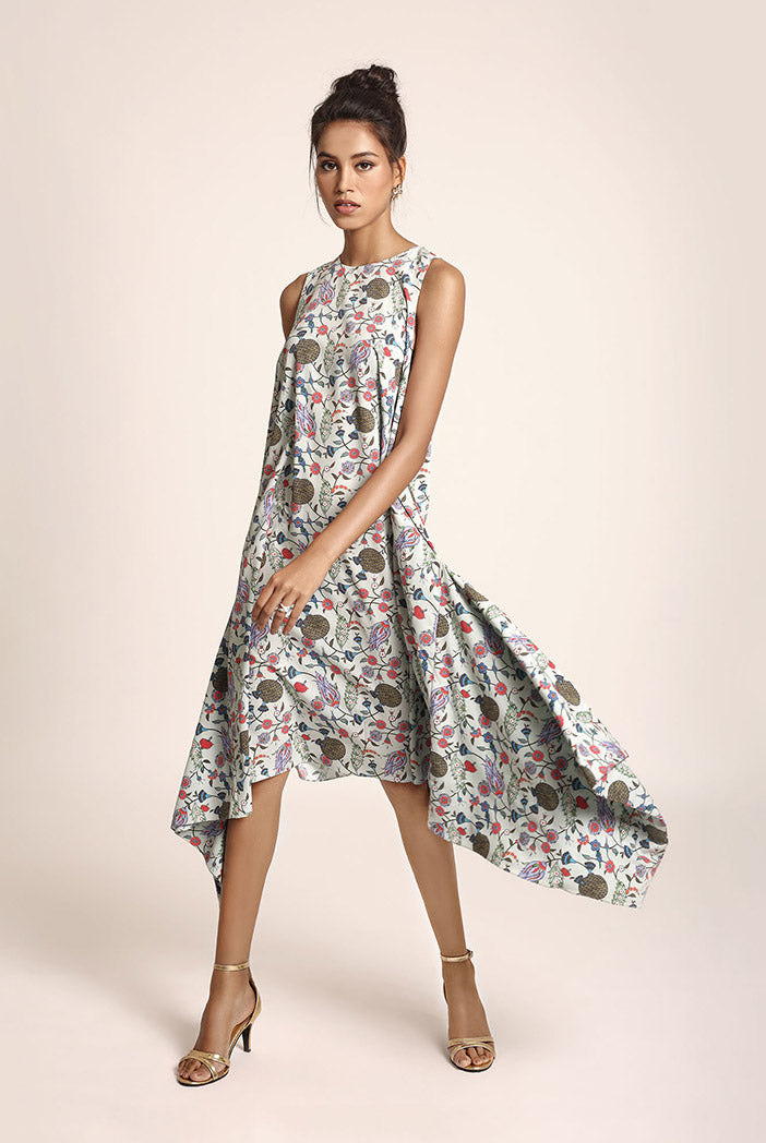 Blue Printed Art Crepe Tunic