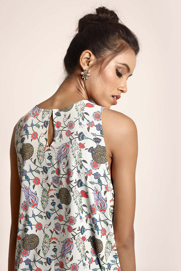 Blue Printed Art Crepe Tunic