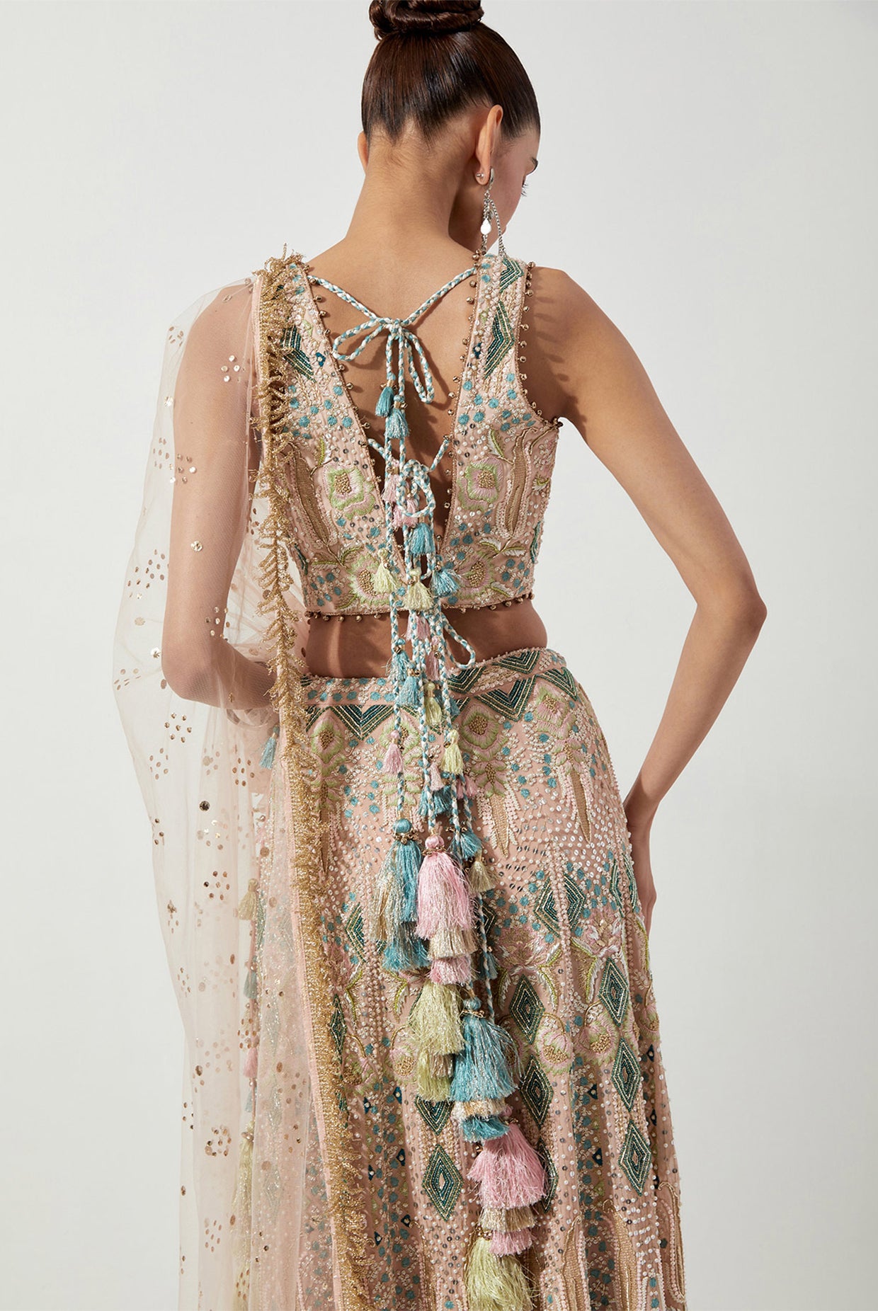 BLUSH PINK EMBROIDERED CHOLI & SHARARA WITH NET DUPATTA
