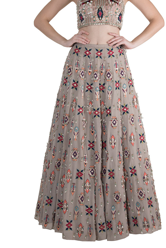 Elnaaz Grey Georgette Choli and Lehenga