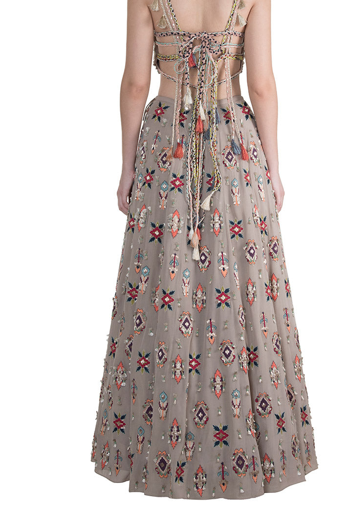 Elnaaz Grey Georgette Choli and Lehenga
