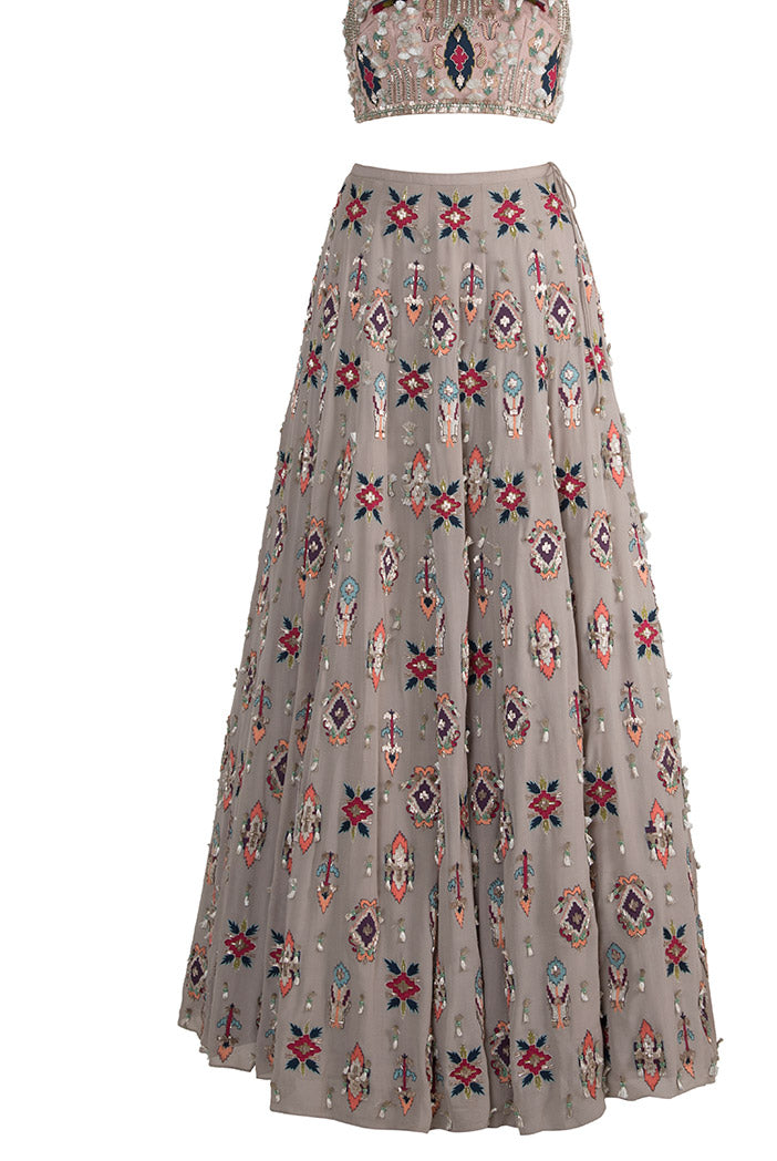 Elnaaz Grey Georgette Choli and Lehenga