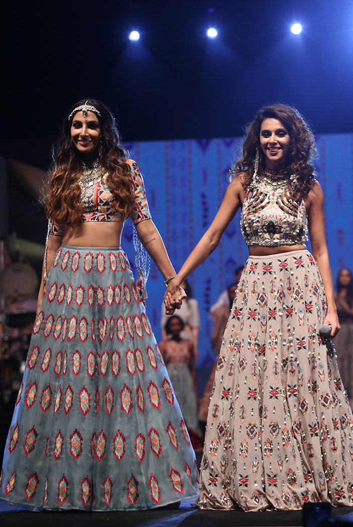 Elnaaz Grey Georgette Choli and Lehenga