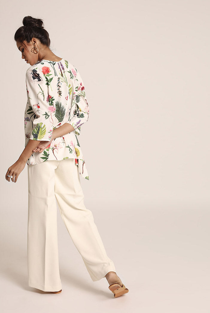 Ivory Printed Art Crepe Tunic