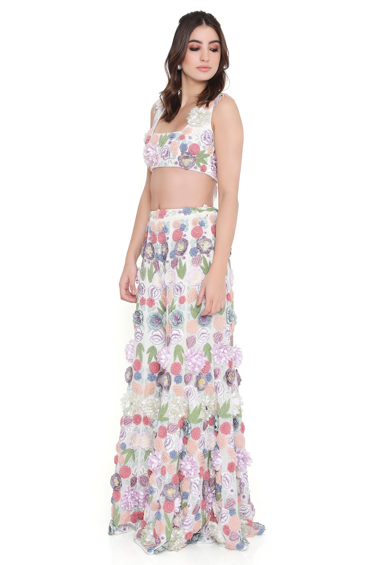 Leila Off White Embroiderd Choli And Sharara