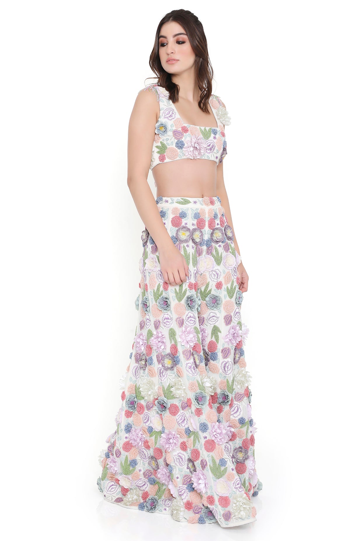 Leila Off White Embroiderd Choli And Sharara