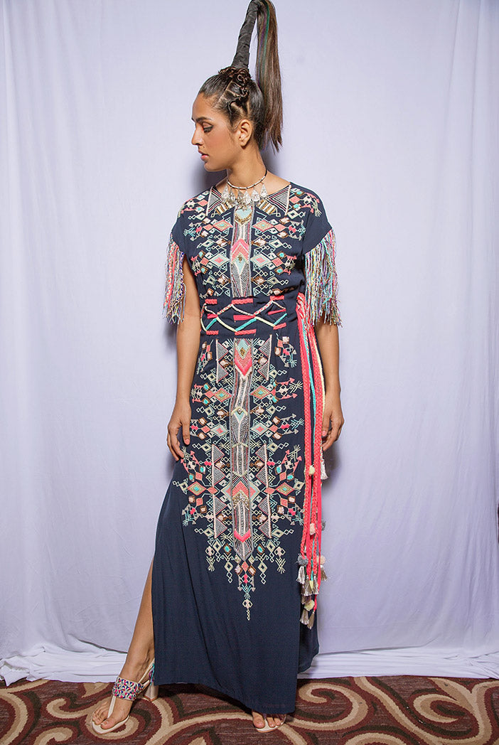 Maia Navy Georgette Kaftan