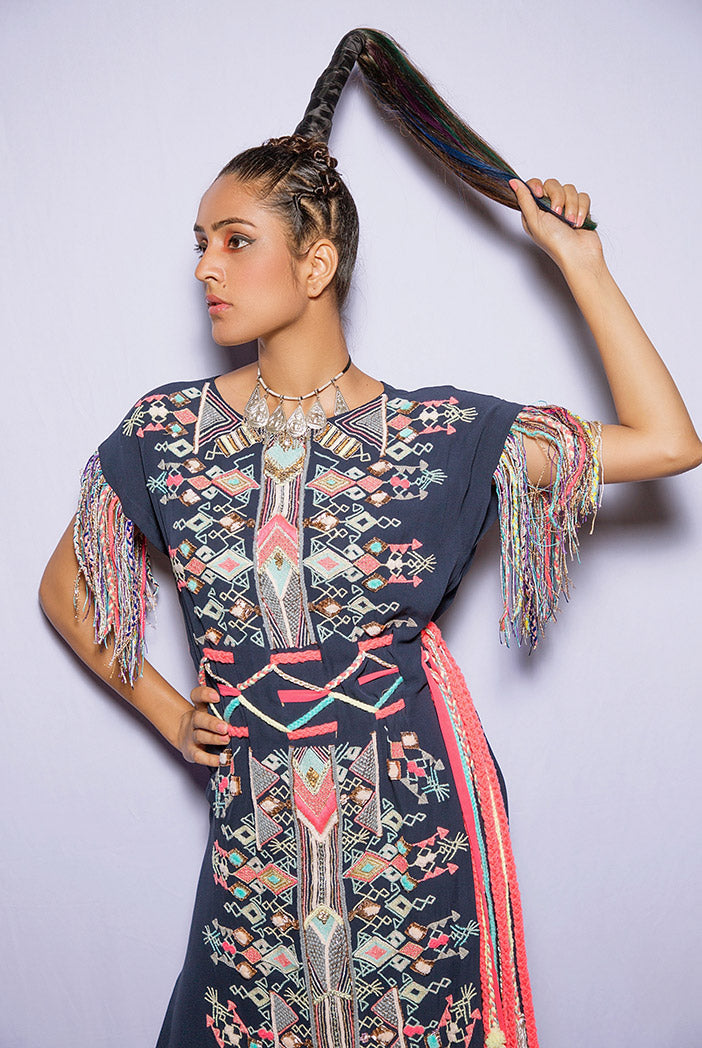 Maia Navy Georgette Kaftan