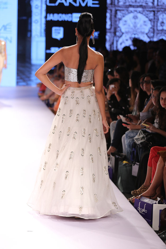 Mehr Ivory Dupion Silk Bustier with Organza Skirt