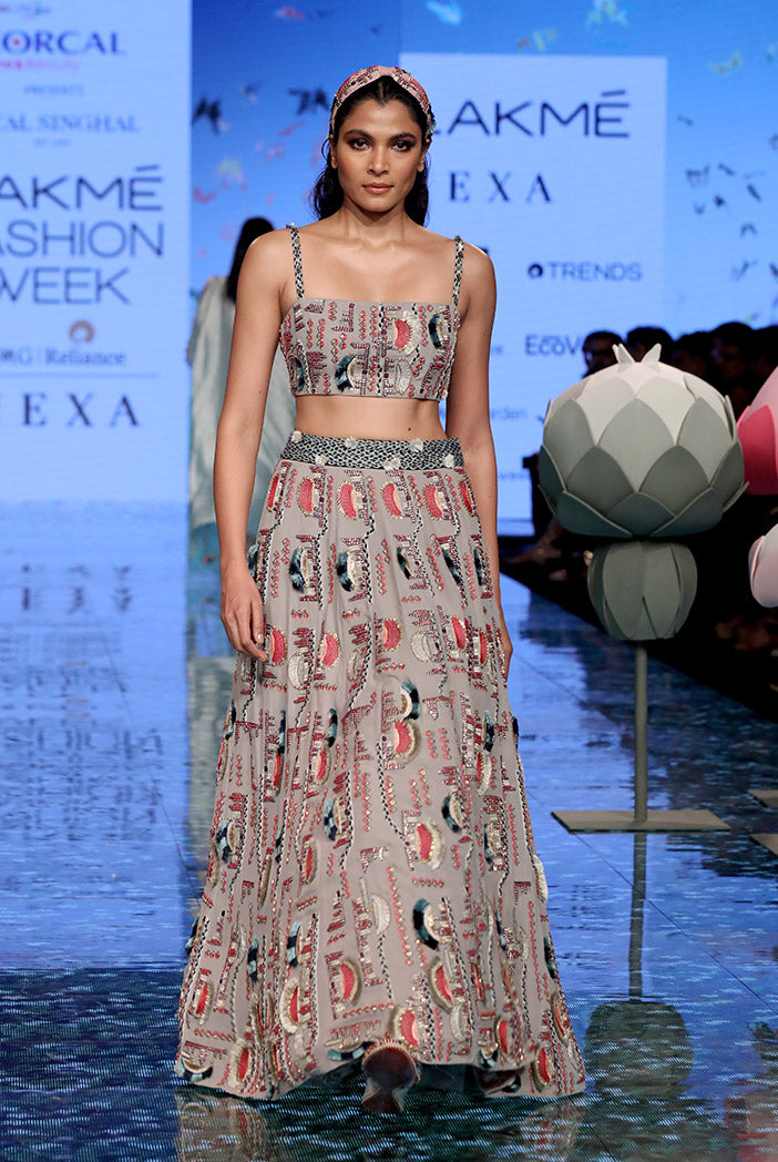 Miryam Grey Georgette Choli and Lehenga