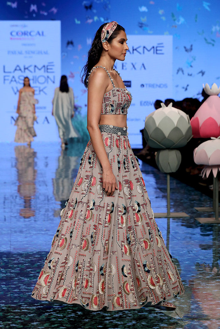 Miryam Grey Georgette Choli and Lehenga