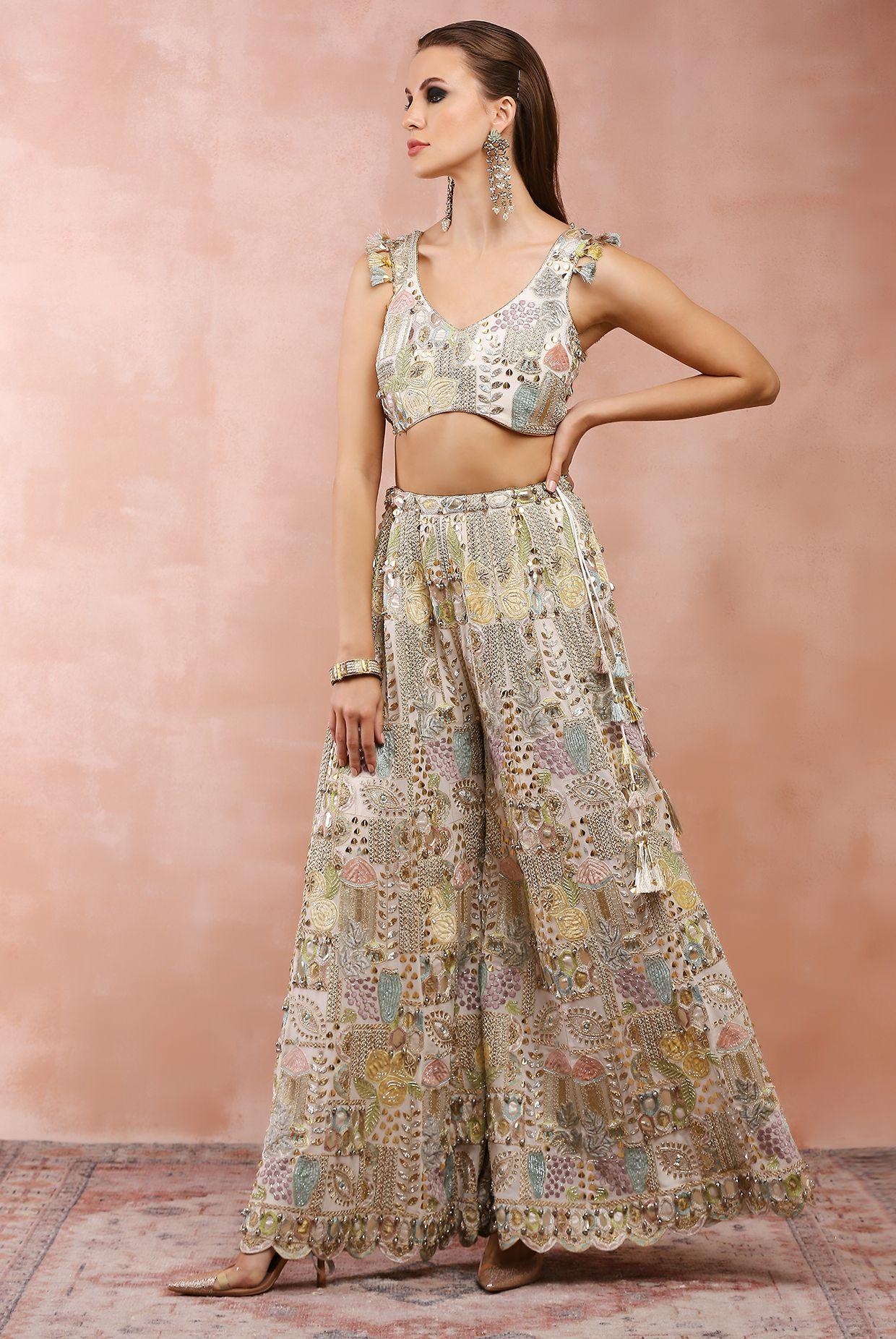 Off White Applique Embroidered Choli And Lehenga With Dupatta