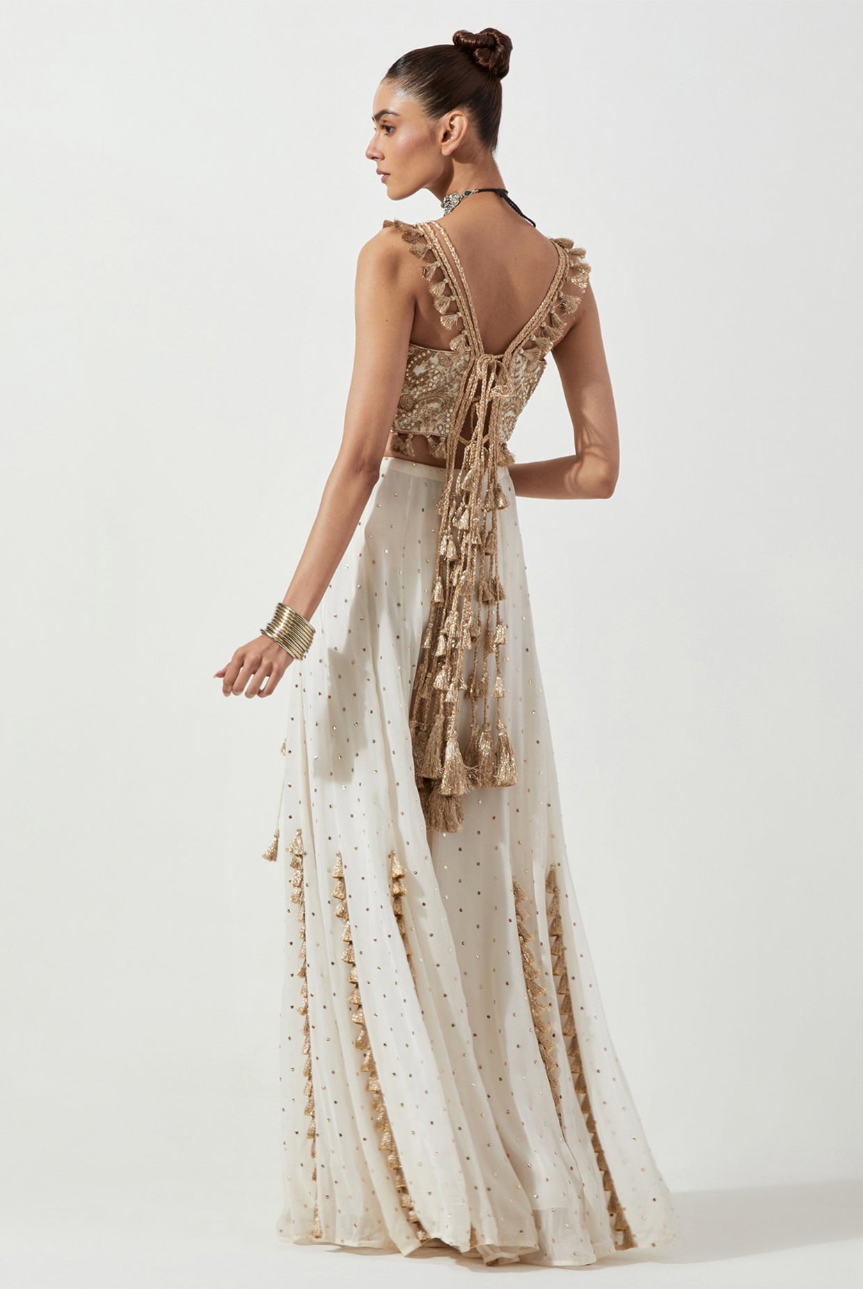 OFF WHITE CHOLI WITH GEORGETTE SHARARA