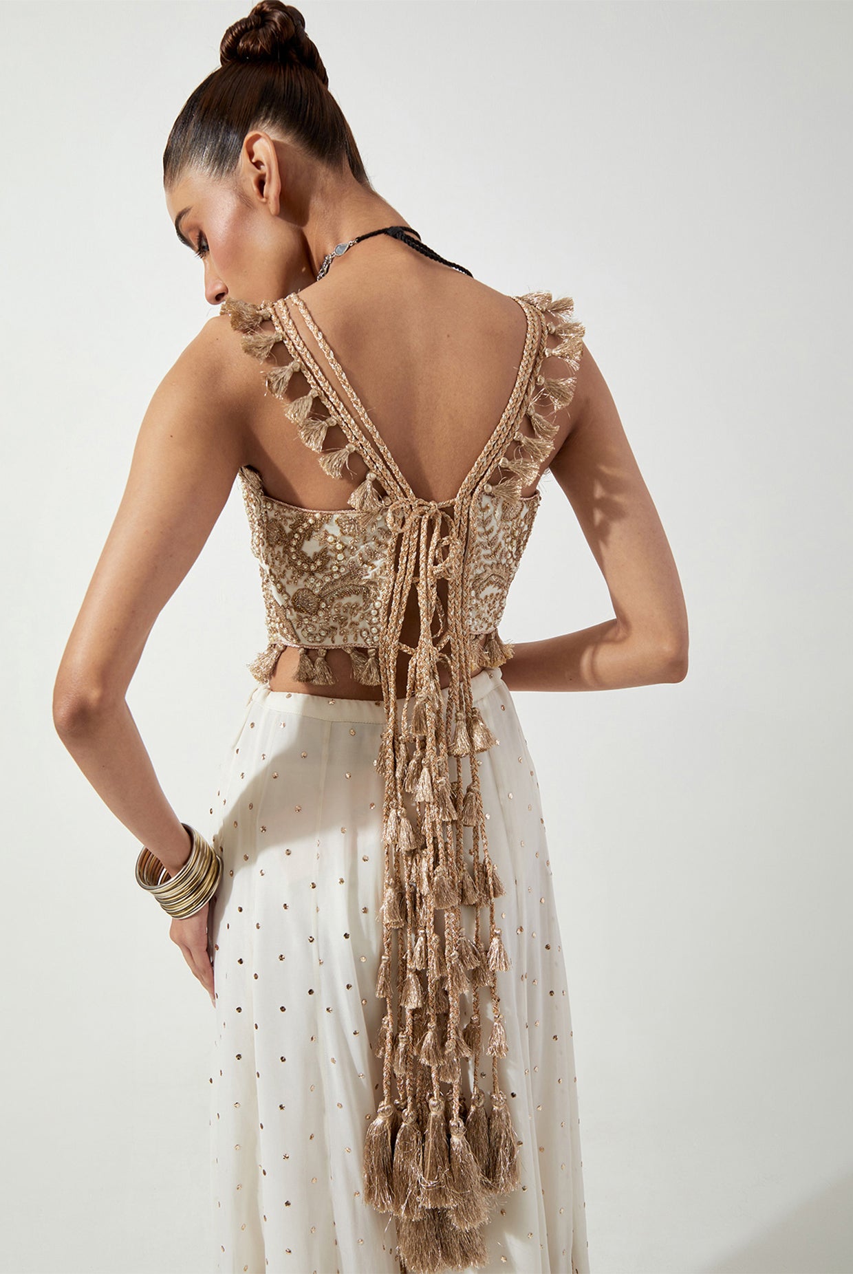 OFF WHITE CHOLI WITH GEORGETTE SHARARA