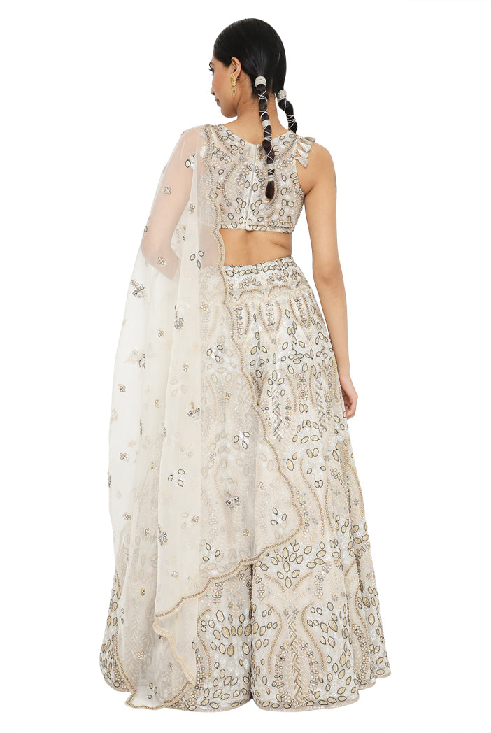 Aalaya Off White Colour Embroidered Choli With Lehenga And Dupatta
