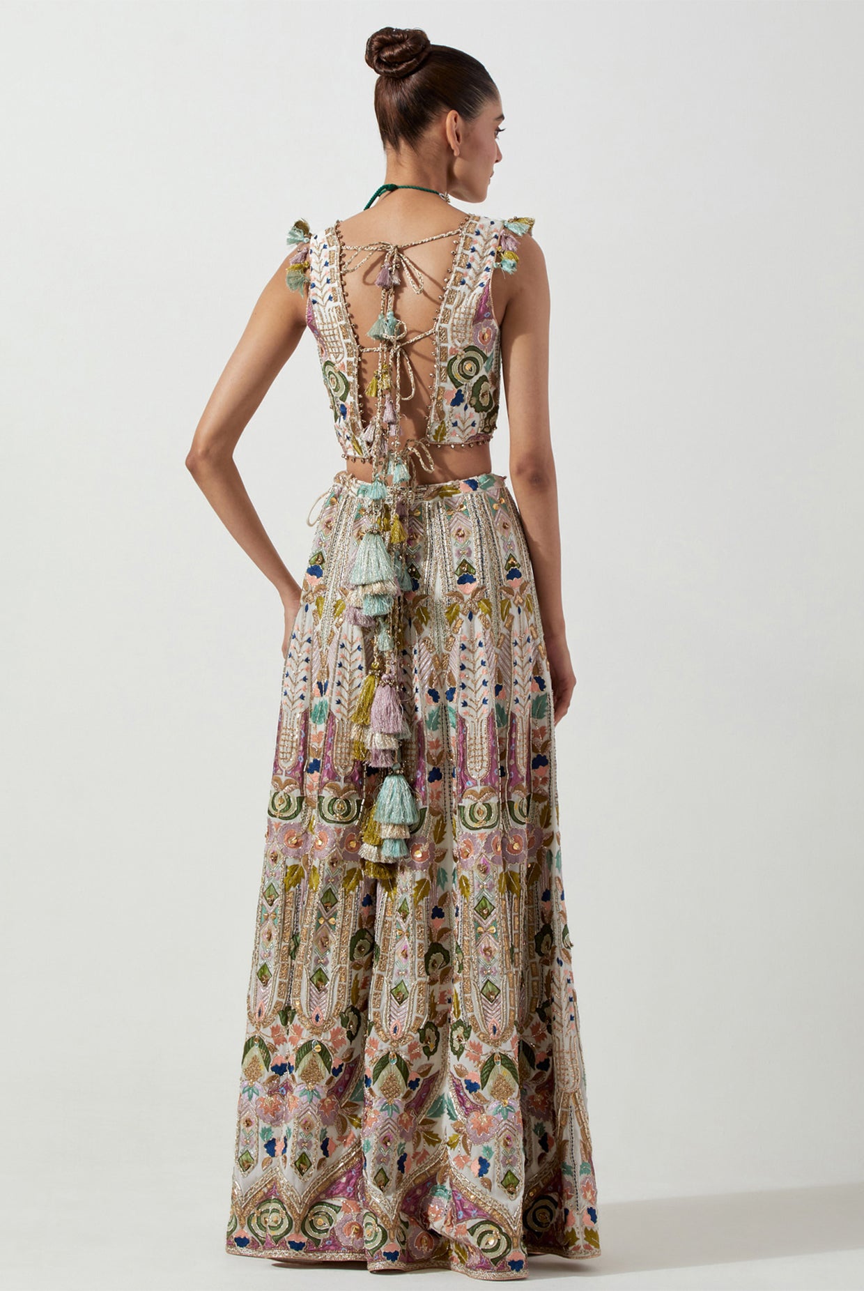 OFF WHITE EMBROIDERED CHOLI & SHARARA