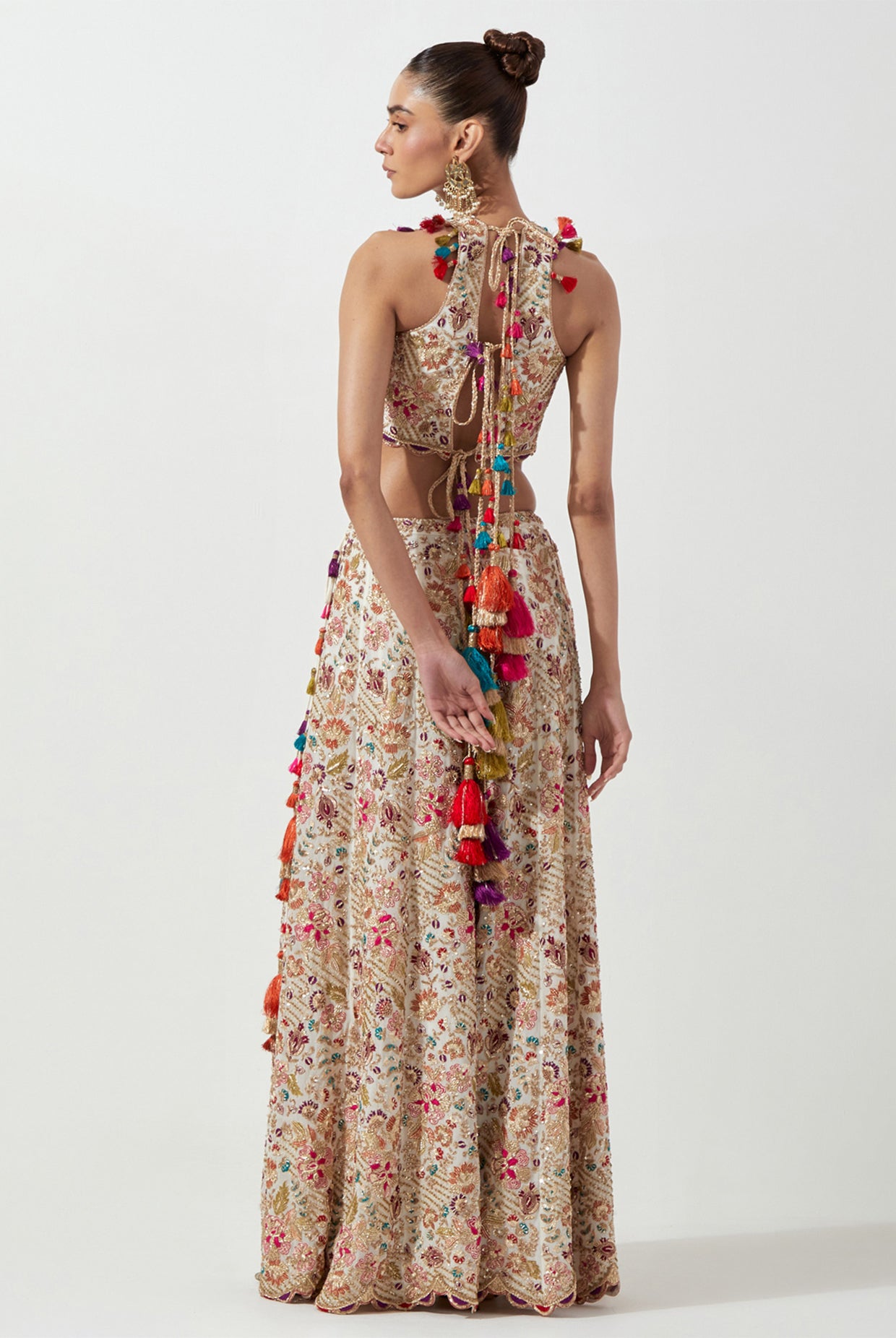 OFF WHITE EMBROIDERED CHOLI & SHARARA