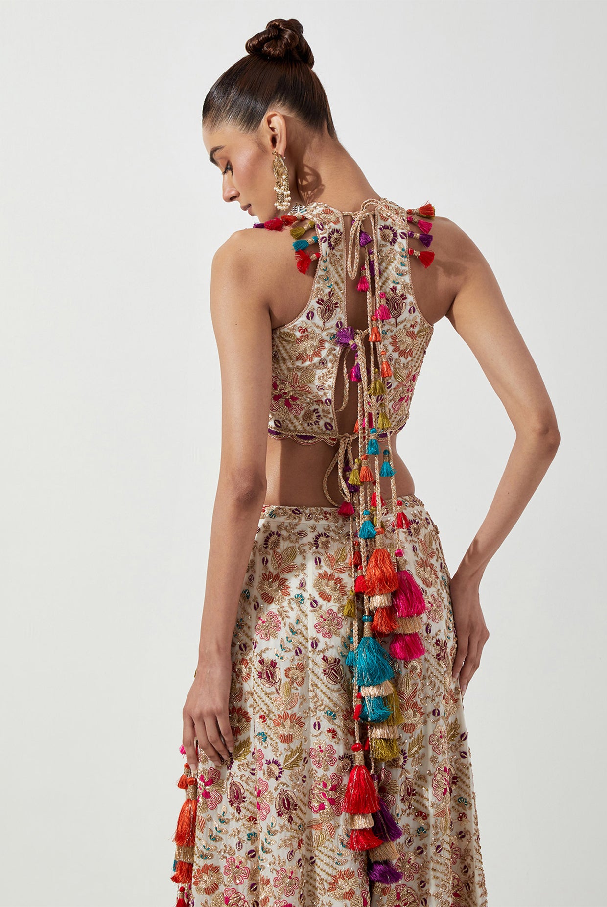 OFF WHITE EMBROIDERED CHOLI & SHARARA