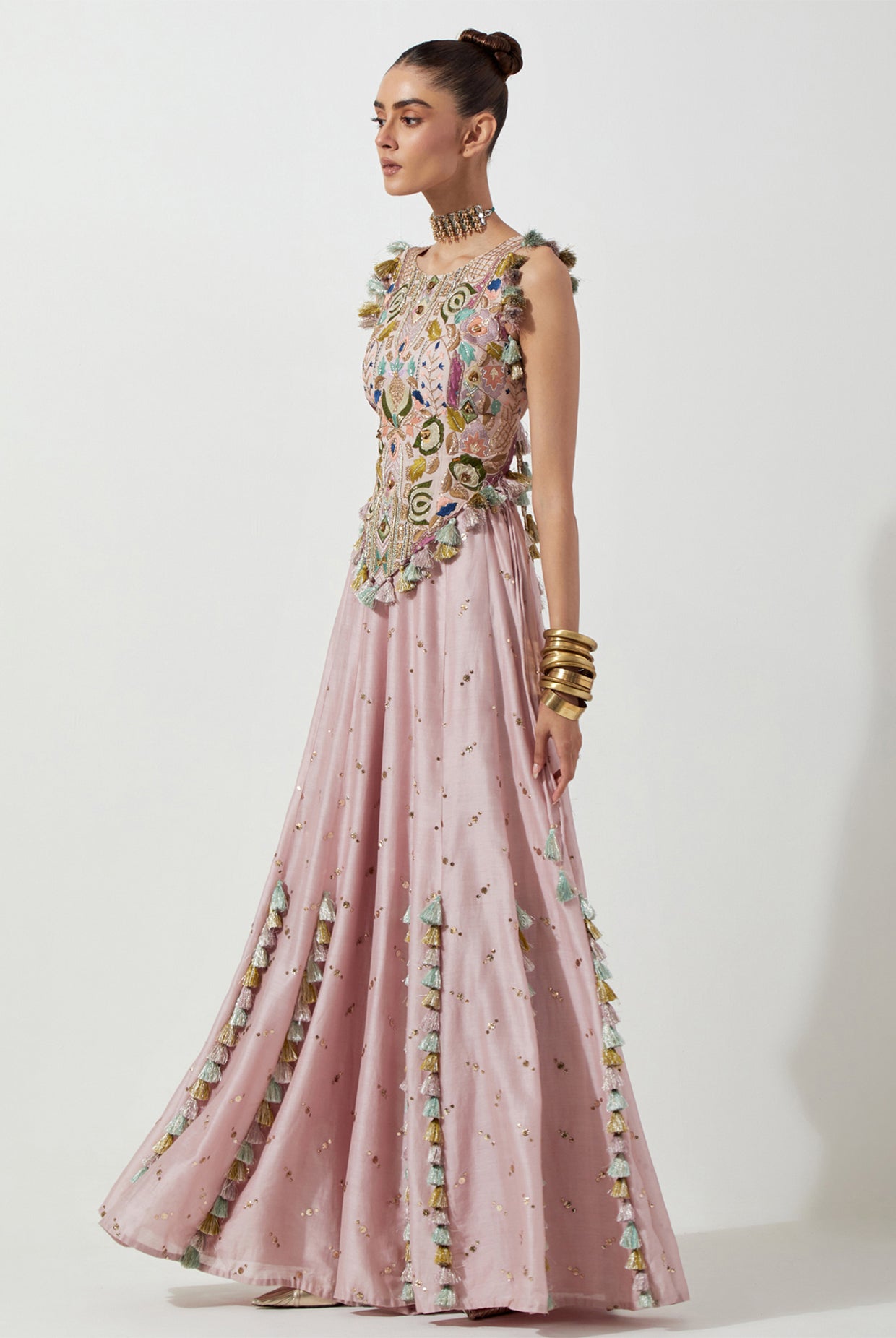 ONION PINK CHOLI & MUKAISH SILKMUL SHARARA
