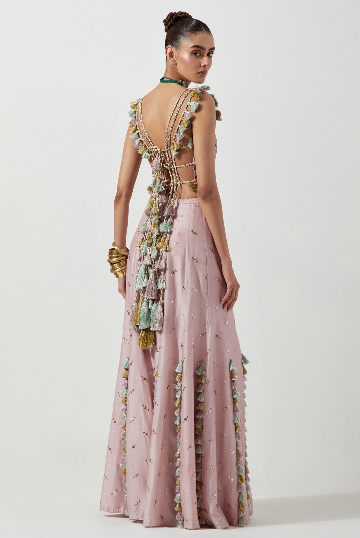 ONION PINK CHOLI & MUKAISH SILKMUL SHARARA
