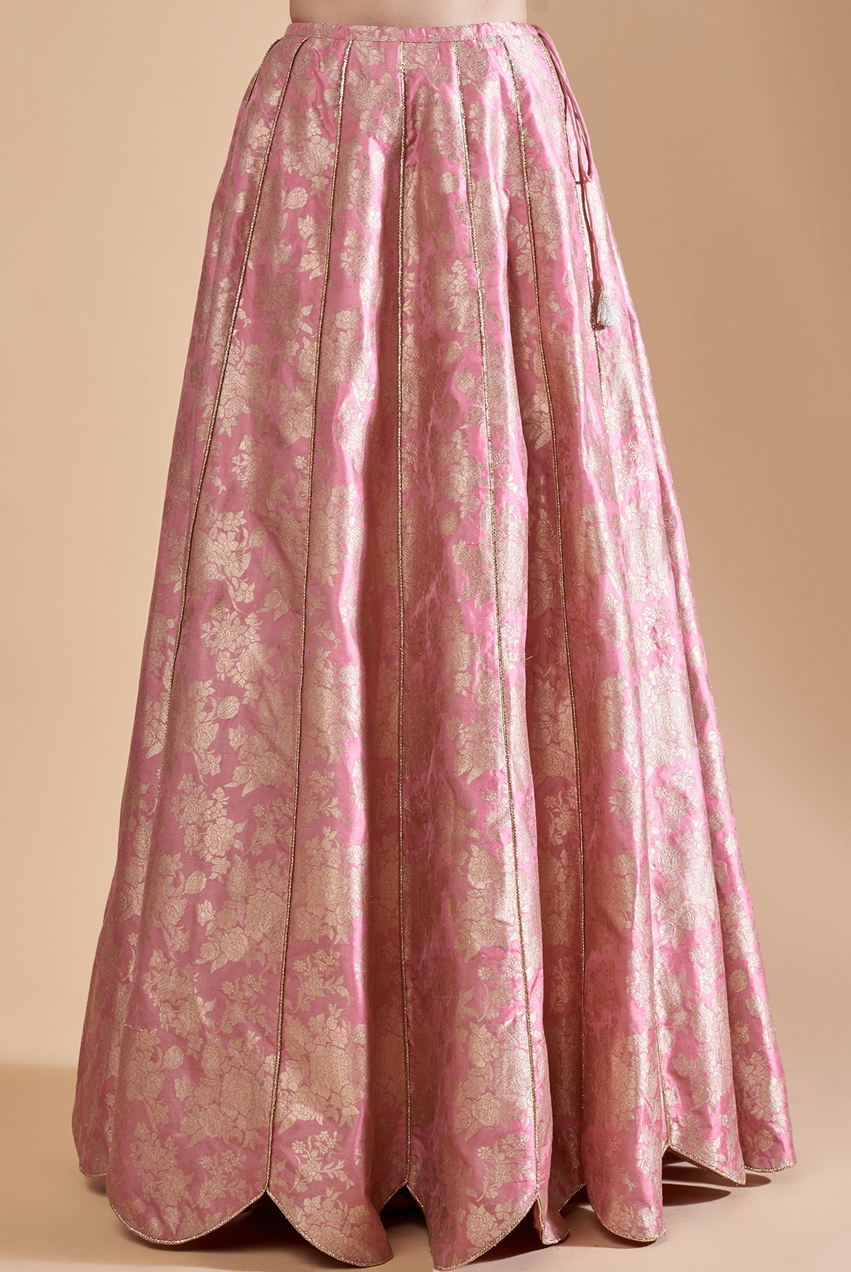 Rose Pink Embroidered Bustier With Lehenga And Dupatta