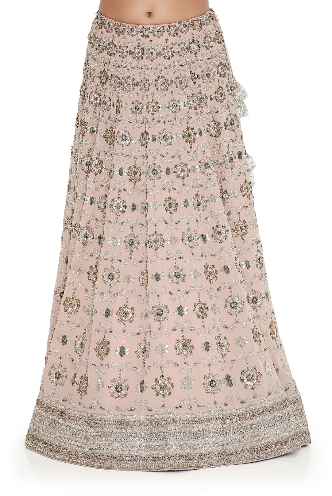 Rose Pink Georgette Embroidered Choli And Lehenga With Net Embroidered Dupatta