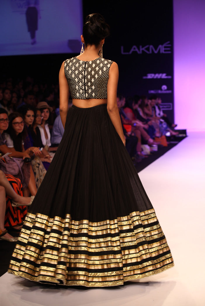 Samia Black Silkmul Choli with Lehenga