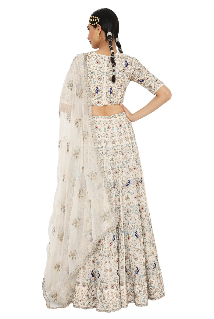 Nour Stone Colour Georgette Lehenga And Choli With Organza Dupatta