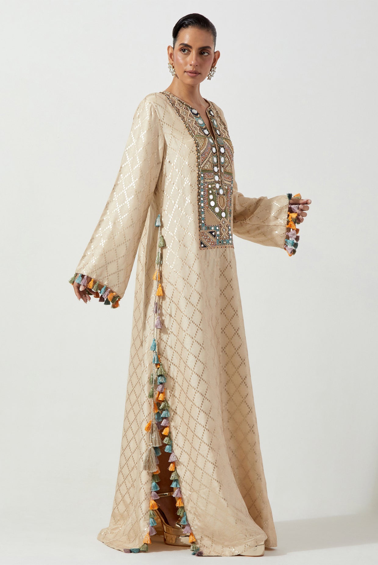 STONE DOLA SILK BEYZA KAFTAN