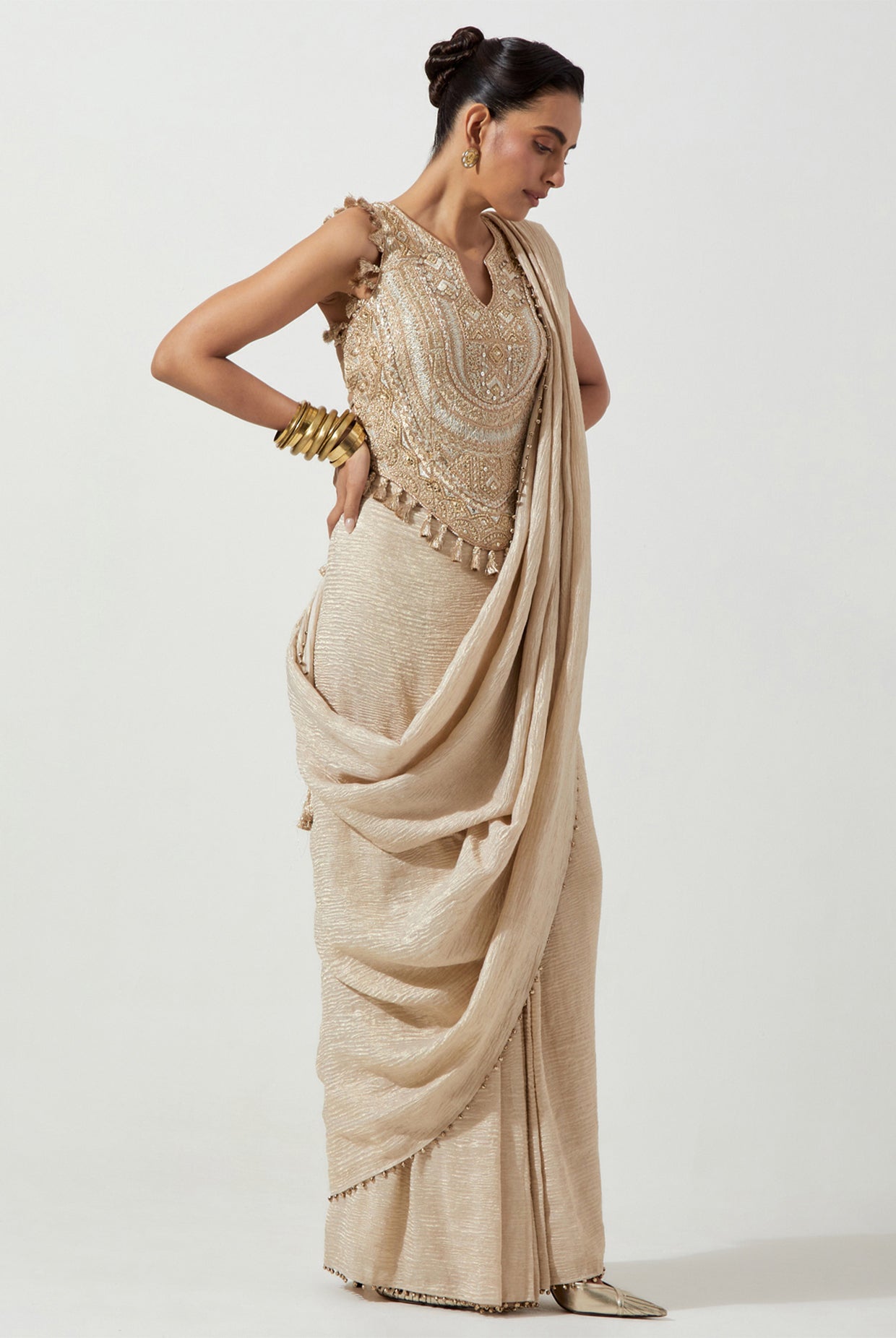 STONE EMBROIDERED CHOLI WITH SAREE